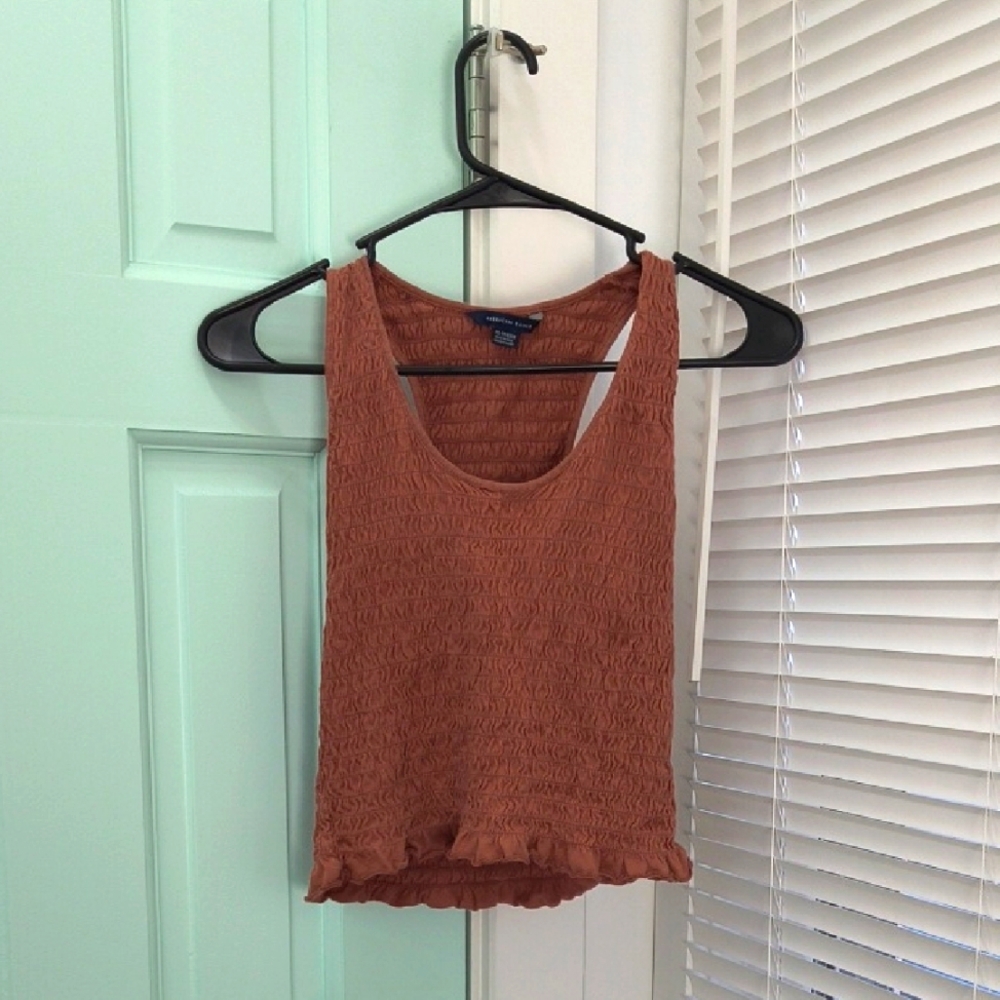 American Eagle Outfitters Pink/Brown Ruffled Tank